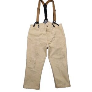 Frontier Classics Tan Canvas pants Size 46 Button Up With Suspender Re-Enactment